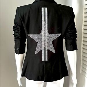 HIPCHIK Couture Silver Star & Stripes  Blazer Sz 6 NWOT